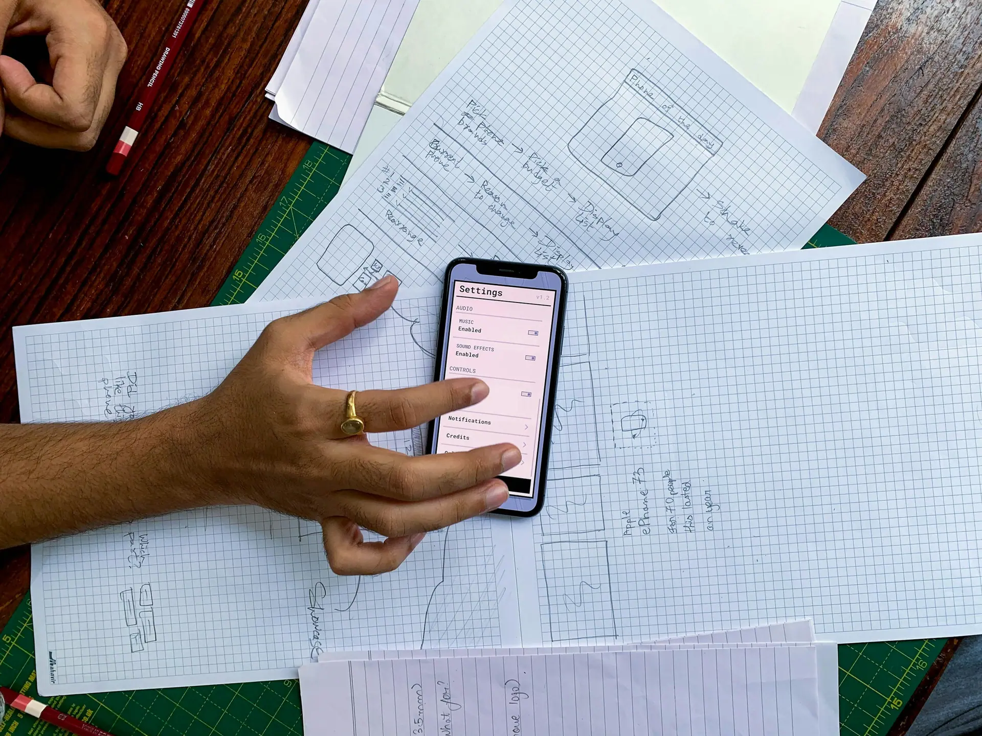 Construction documentation being completed on a phone