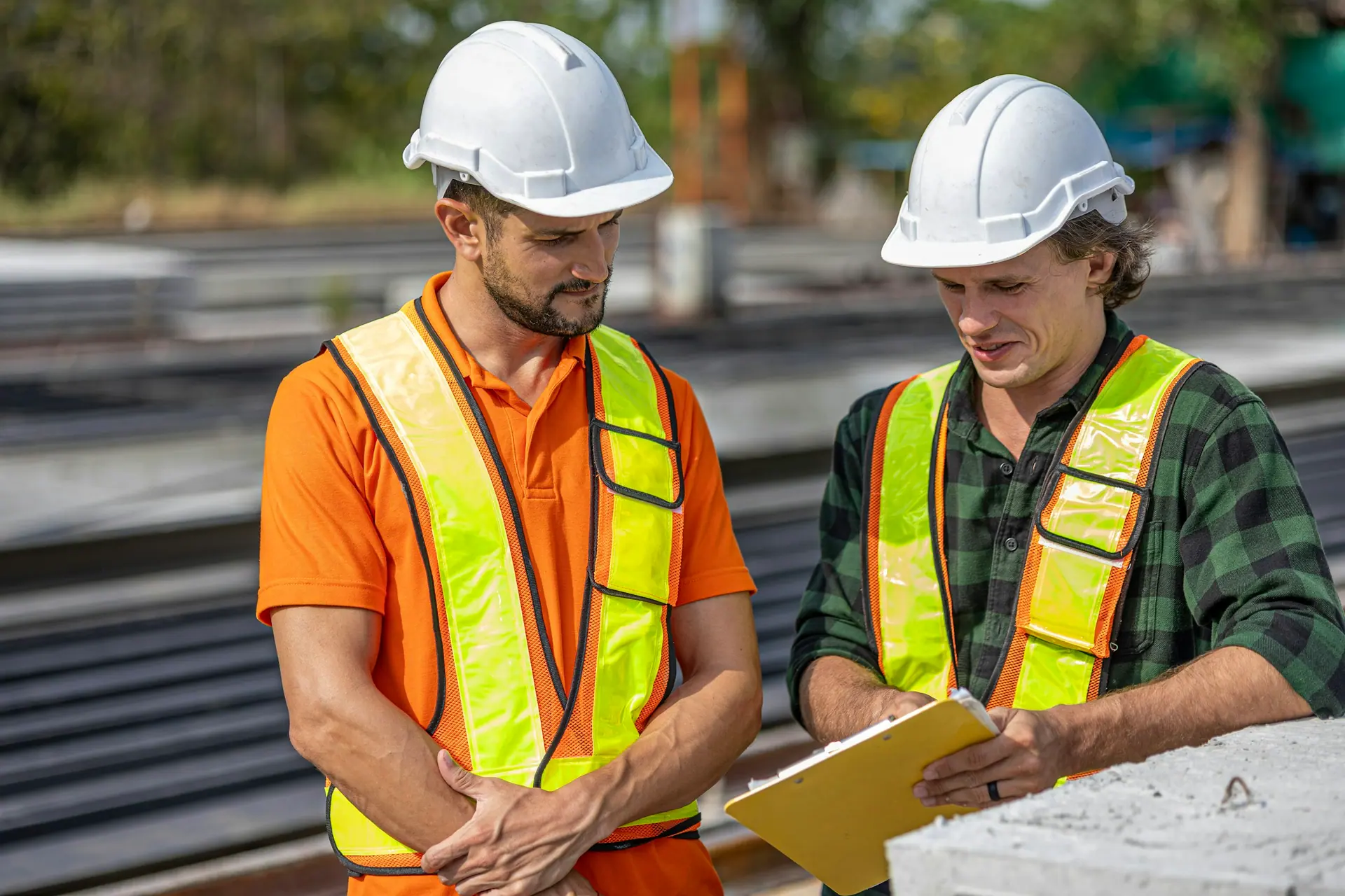 Construction team gathered for a safety meeting