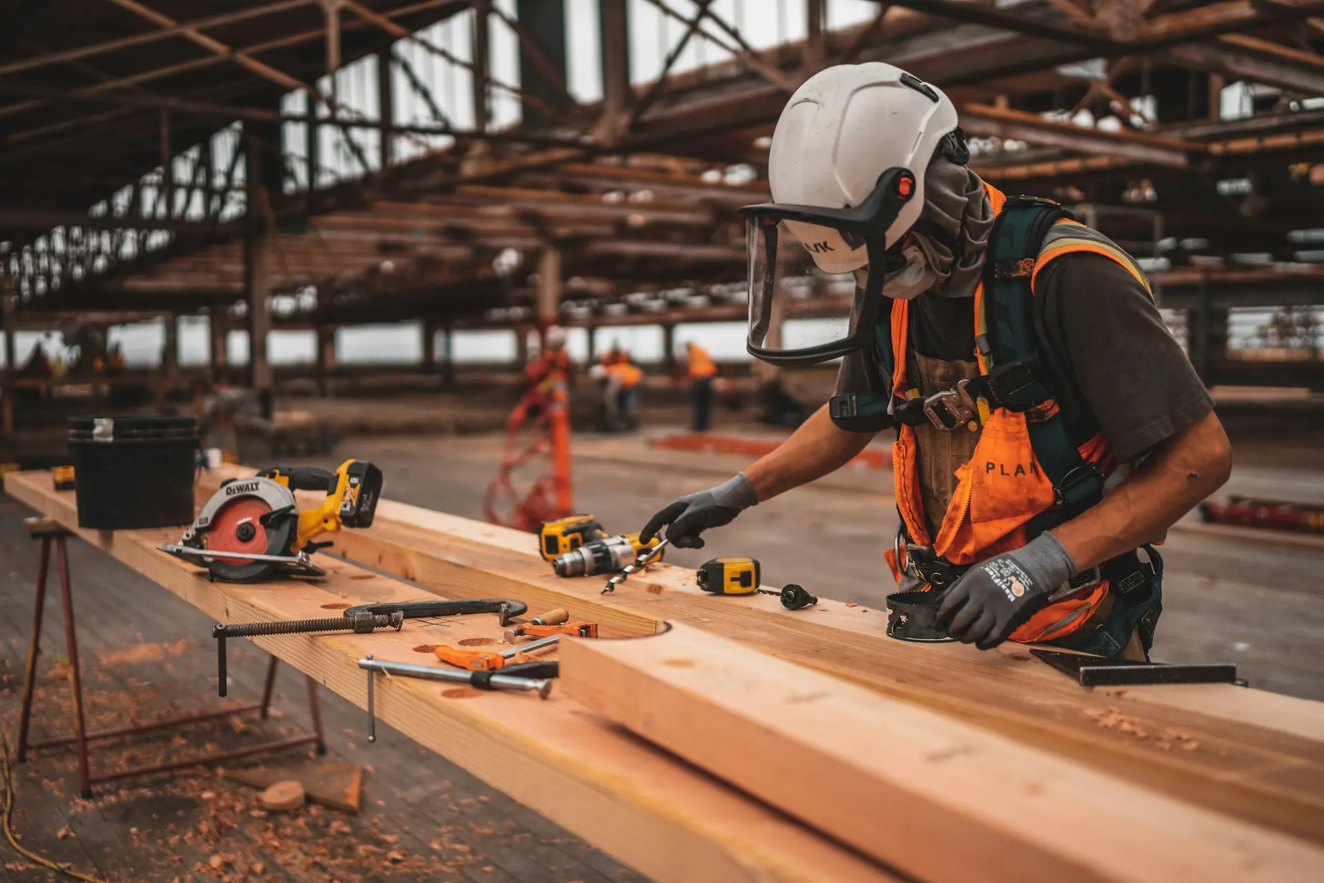 Trades working on a construction project